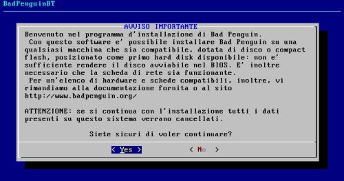 Unattended Installer disclaimer screen
