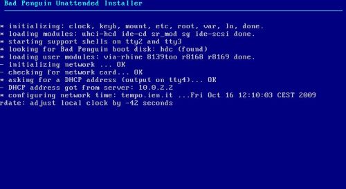 Bad Penguin Unattended Installer sysinit screen